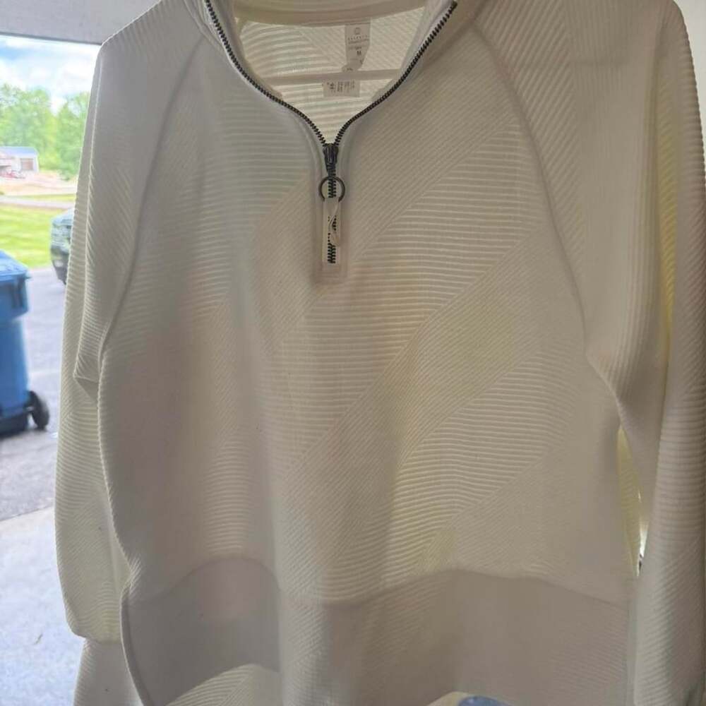 Balance Collection Quarter Zip Sweatshirt Size M White Textured Pullover